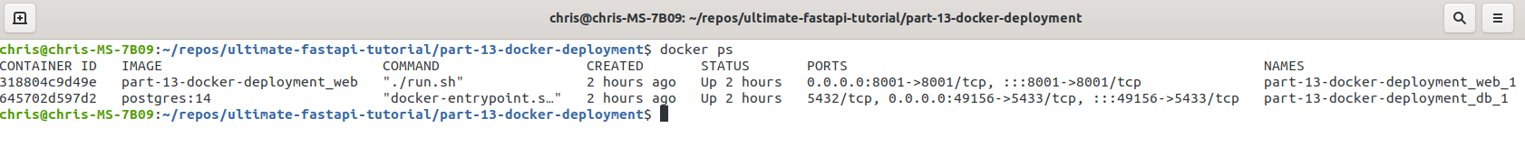 Dockerized FastAPI and PostgreSQL containers