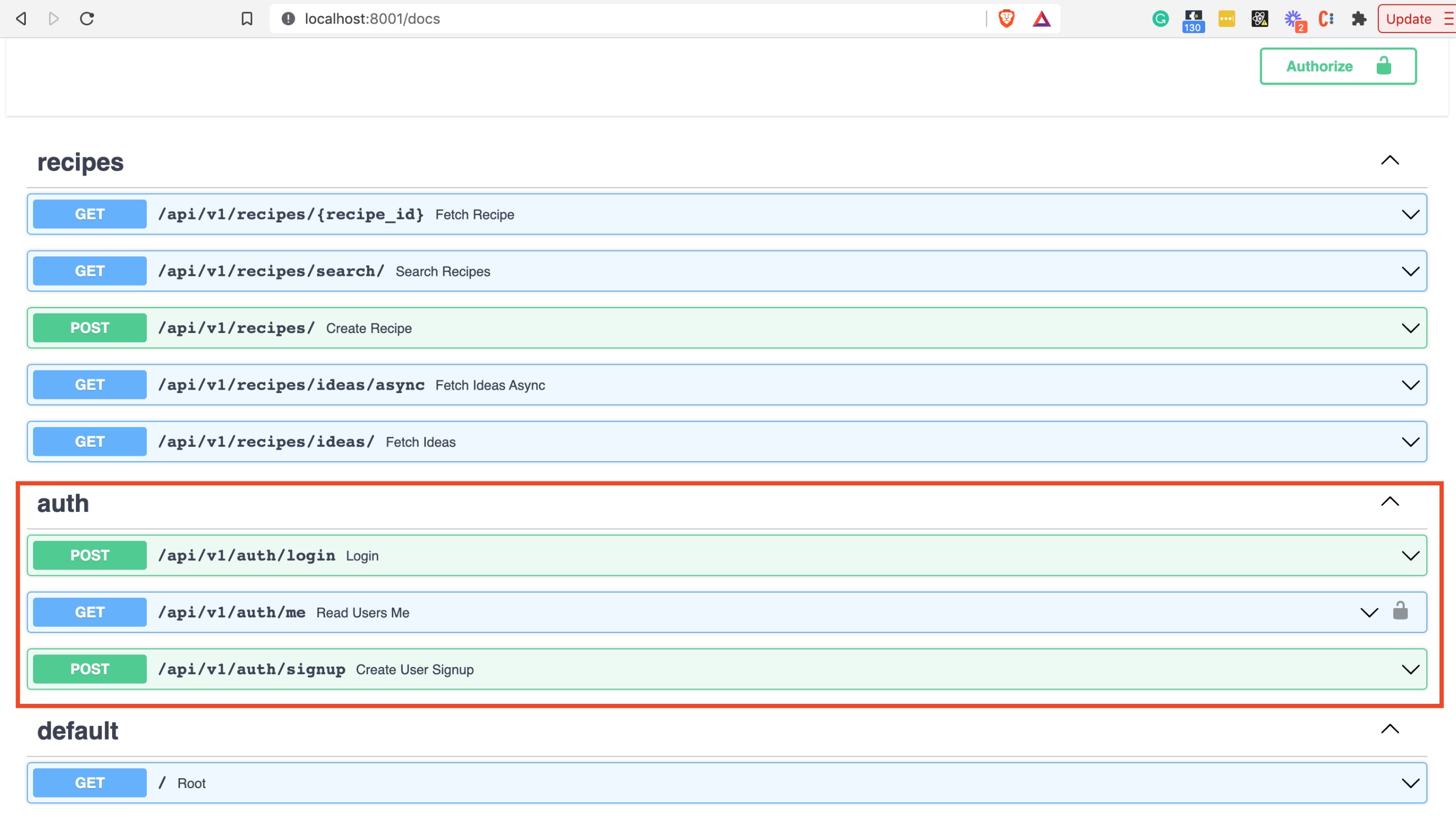 New auth endpoints